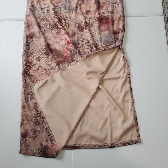 Y2K Fairy Grunge Whimsy Dress Womens XL Floral Cherub Angel Print Mesh Lined - Picture 5 of 11